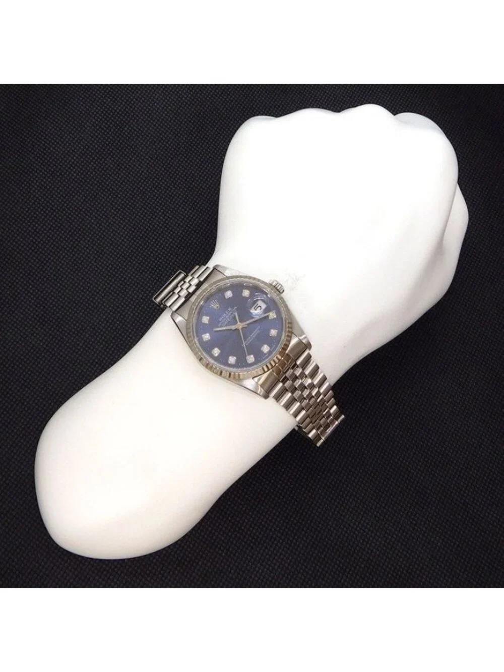Rolex Watch Datejust Diamond Index Sunray Blue Dial 18k White Gold SS Automatic
